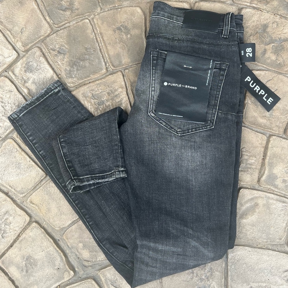 Grey Purple Jeans with Black Tag – Stylish & Modern Fit